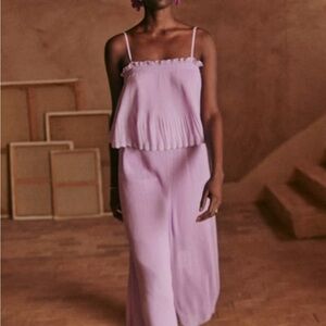 Like new sezane Size 36 (4) lilac pleated jumpsuit